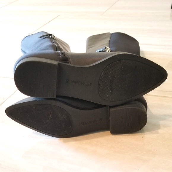 Nine West Riding Boots Black Leather and Scuba Fabric - Picture 6 of 8